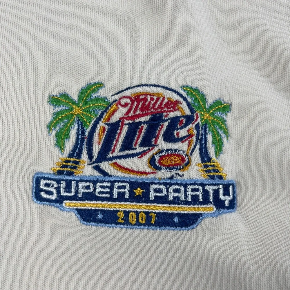 Ashworth Mens XL Cream Sweater Vest Miller Lite Super Party 2007 Logo